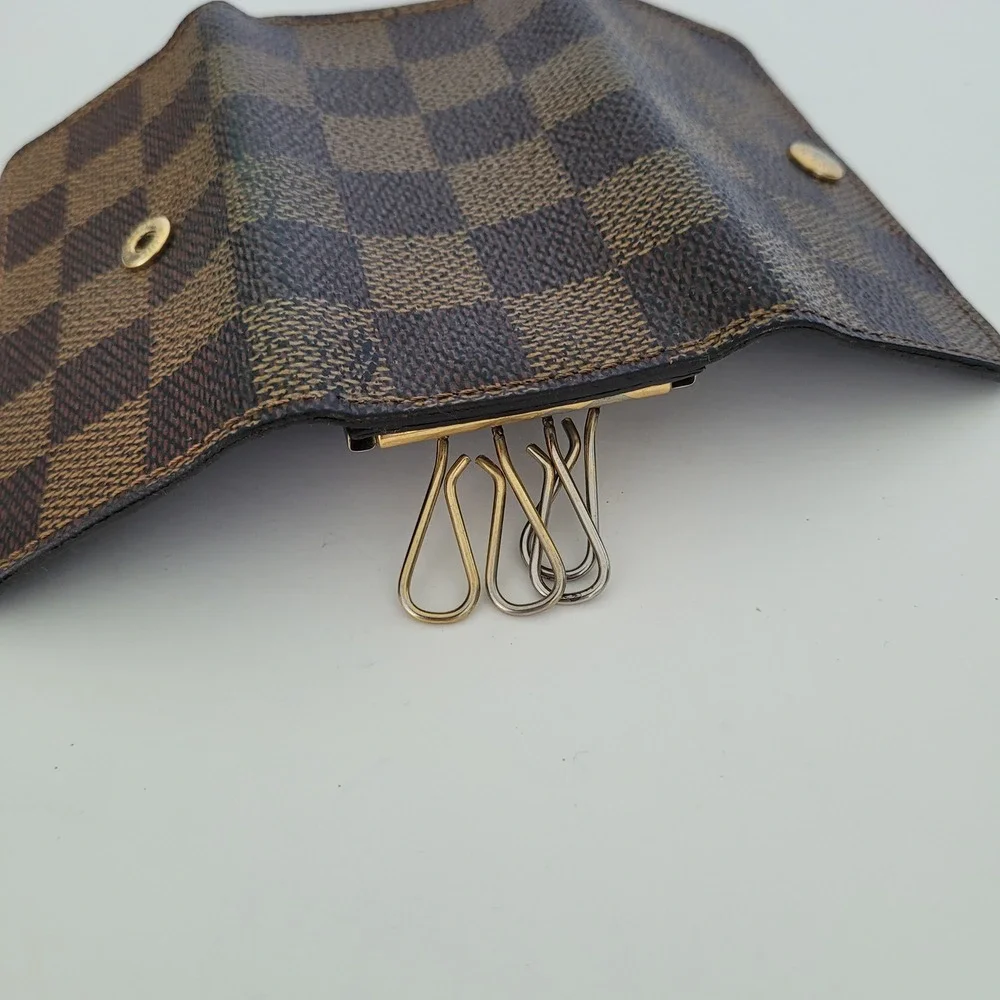 Louis Vuitton Damier Ebene 4 Key Holder Brown Checkered Wallet N62631 France
